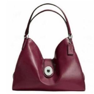Coach Carlyle Smooth Leather Merlot Shoulder Bag Purse
